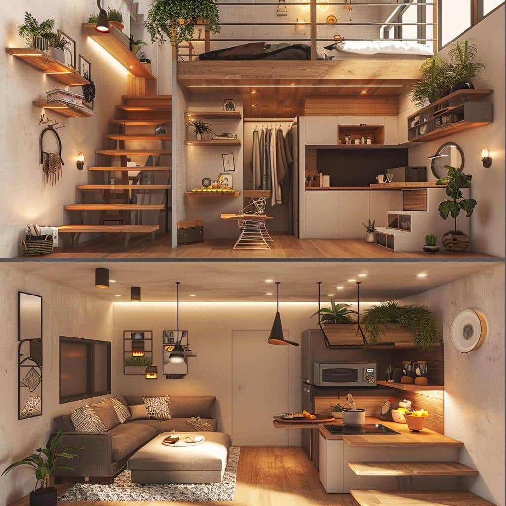 Como transformar uma mini casa de 5x7m em um loft incrível e otimizado.